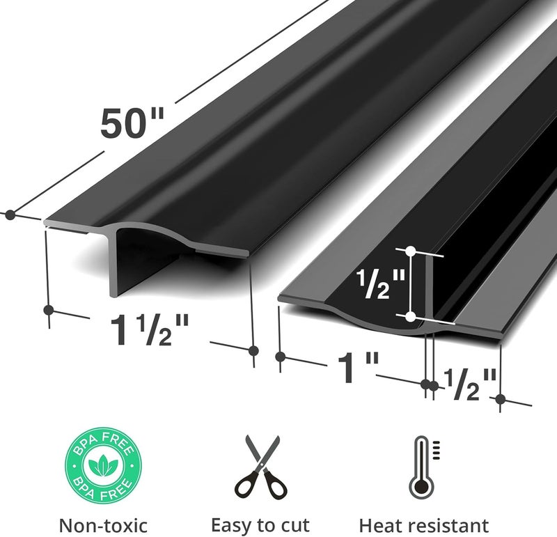 X-Protector Silicone Stove Gap Cover - 50” x 1.55" Guard Between Stove and Counter - Self-Adhesive Premium Counter Gap Filler - Heat Resistant Oven Counter Gap Protector - Stove Top Spill Guard - Image 4